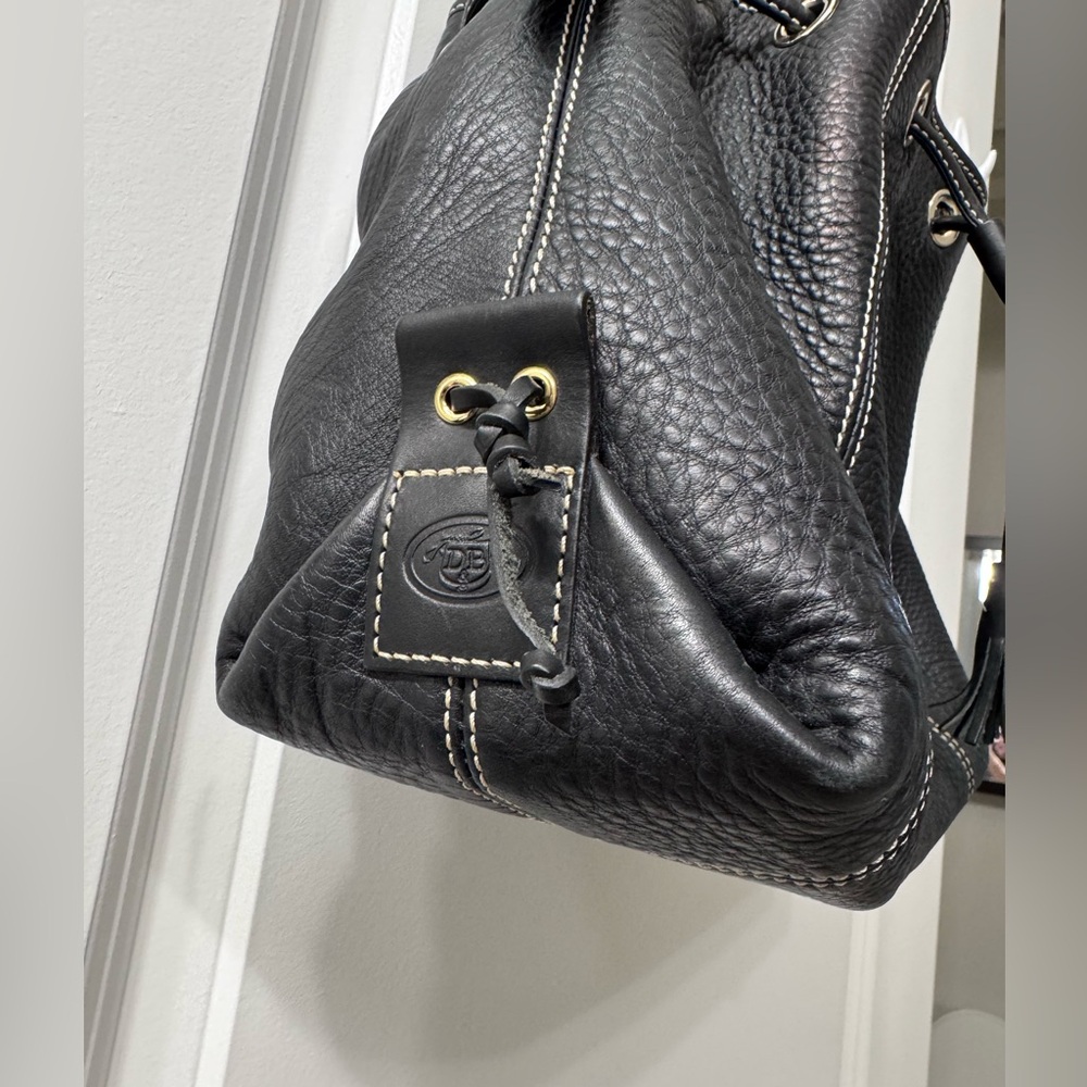 Dooney & Bourke Black Pebbled Leather Hobo Drawstring Bag - Picture 3 of 14